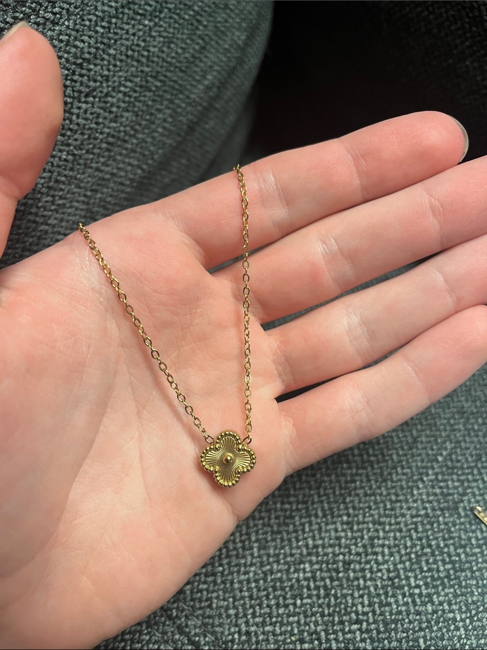 Delicate Gold 4 Leaf Clover VCA-Inspired Pendant Necklace